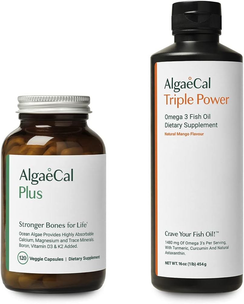 AlgaeCal Bone Health Bundle – Calcium, Vitamin D3 & K2 + Omega-3 Fish Oil
